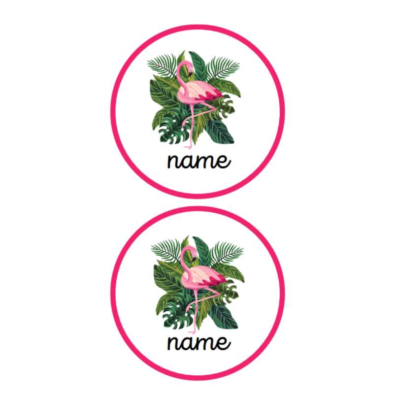 naamkaartjes: flamingo (download)