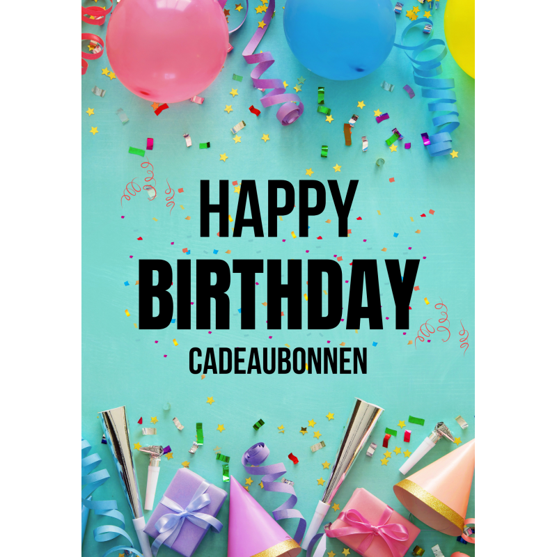 Happy Birthday cadeaubonnen (download)