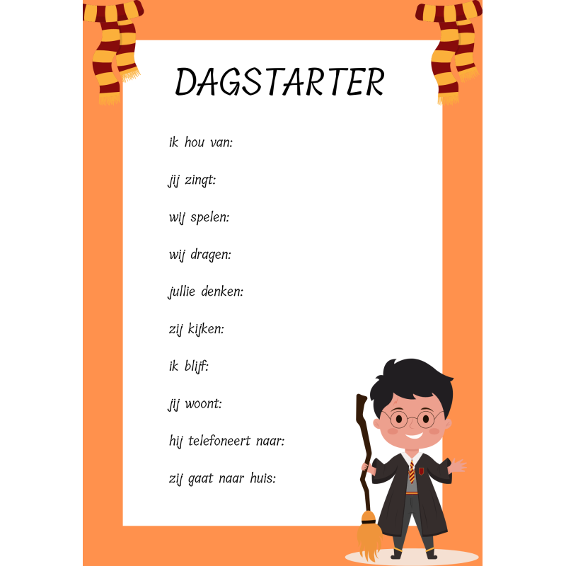 Dagstarters 5de leerjaar Franse werkwoorden (download)