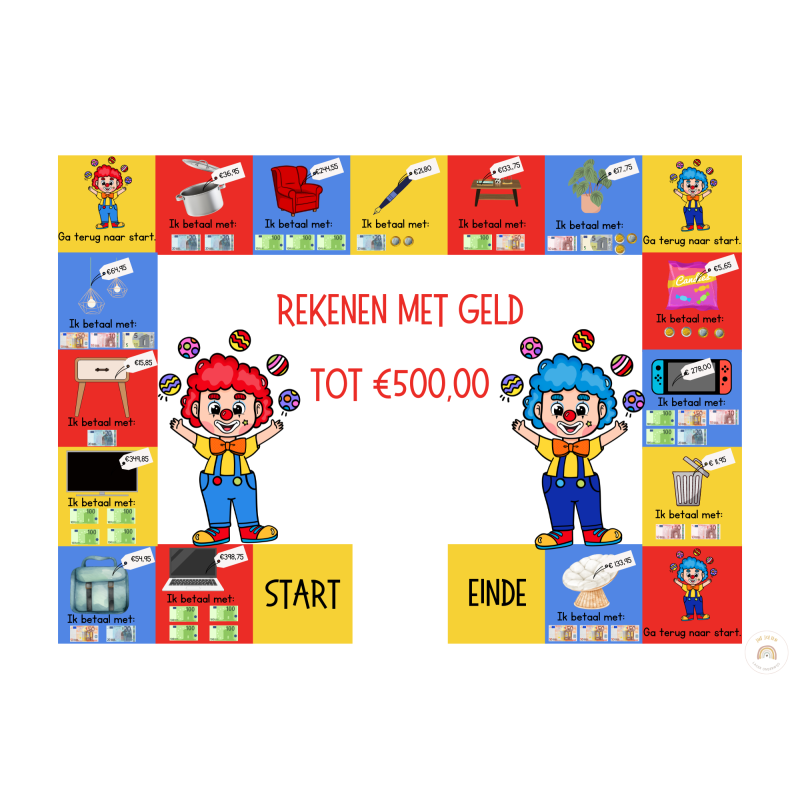 bordspel thema carnaval: rekenen met geld tot €500 (download)