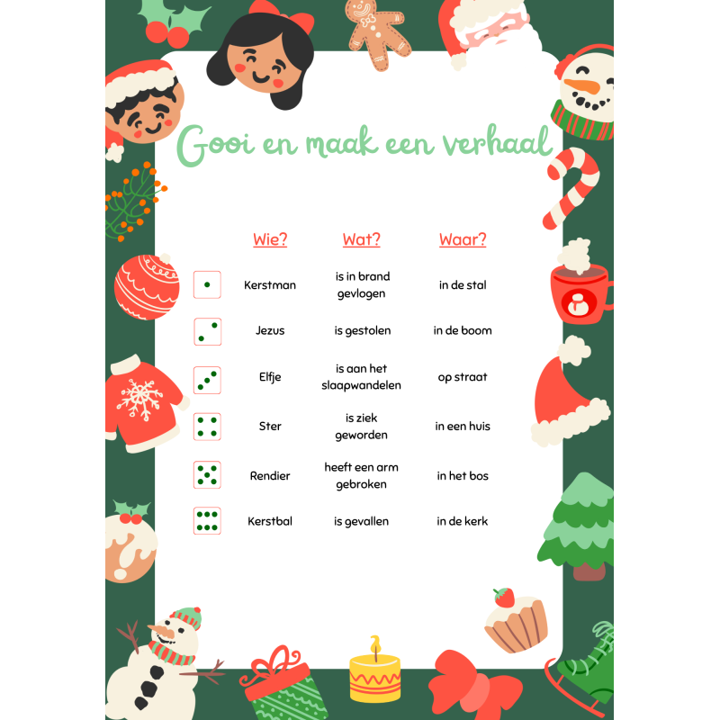 Gooi en maak een verhaal thema Kerstmis (download)