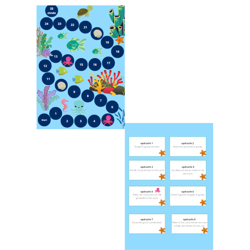 Bordspel: levende strand ganzenbord (download)