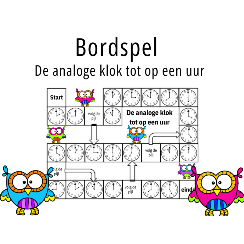 Bordspel: de analoge klok tot op een uur (download)