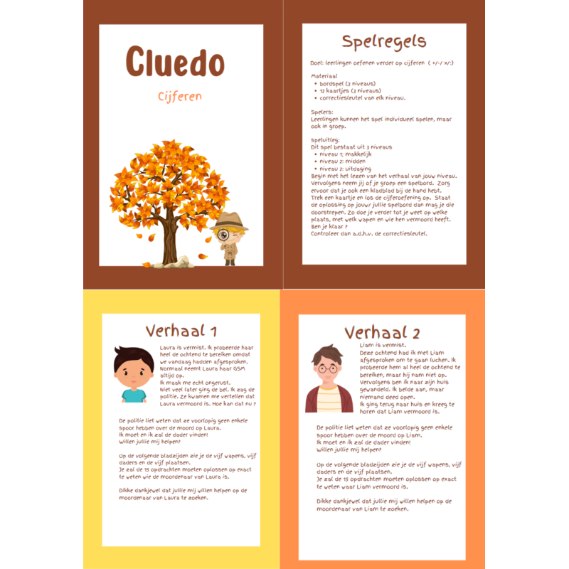 Bordspel: Cluedo cijferen 5de en 6de leerjaar (download)