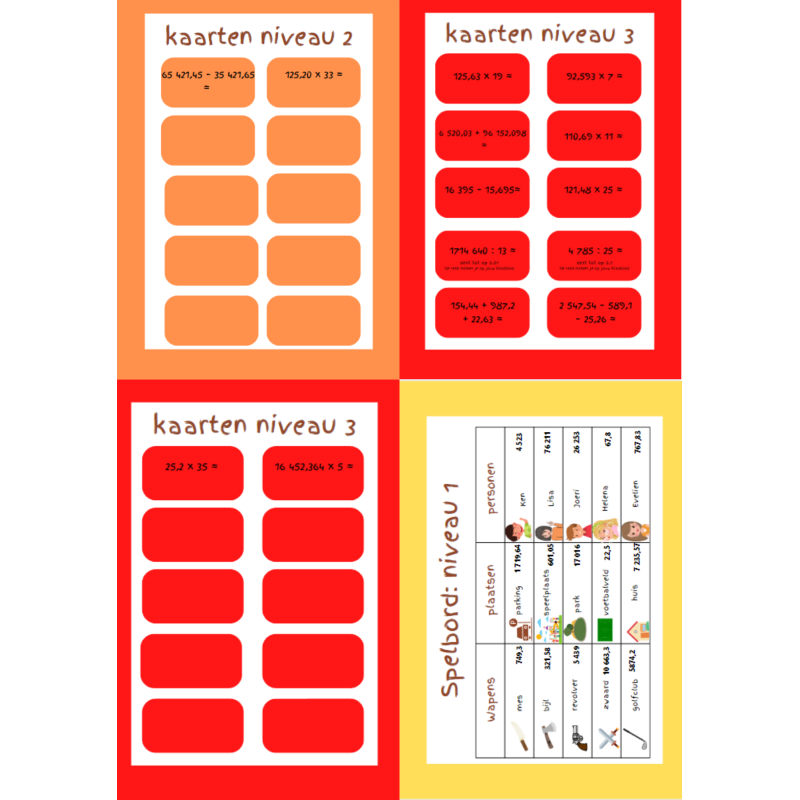 Bordspel: Cluedo cijferen 5de en 6de leerjaar (download)